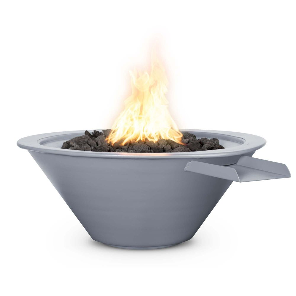 The Outdoors Plus OPT-R36PCFWE12V-BLK-LP 36" Cazo Powder Coated Fire & Water Bowl - 12V Electronic Ignition - Black Powder Coat - Liquid Propane